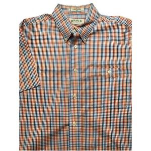 Orvis Short Sleeved Cotton Oxford Shirt Plaid Classic Preppy Normcore Spring